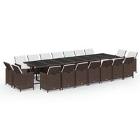 juego comedor jardin 19 pzas con cojines ratan sintetico marron vidaxl