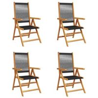 pack 4 uds sillas de jardin  silla de exterior  sillon reclinables madera maciza acacia negro