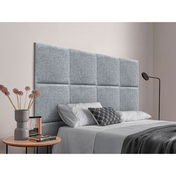 Dhome Cabecero Tapizado Para Camas De 180cm Compuesto De Paneles Autoadhesivos Intercambiables De Tela Acualine Cama Lujo Dormitorio Acolchado (gris