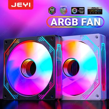 JEYI-ventilador ARGB de 120mm para PC, disipador de calor Ultra silencioso con 4 pines PWM, 5V, ARGB 3 pines, sincronización direccionable/puerto RC