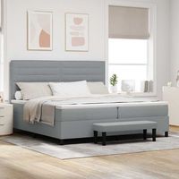 vidaxl cama tipo box spring con cabecera gris claro 200 x 200 cm tela