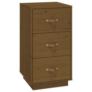 Mesita De Noche | Mesa Auxiliar | Mesilla Madera Maciza De Pino Marrón Miel 40x40x75 Cm