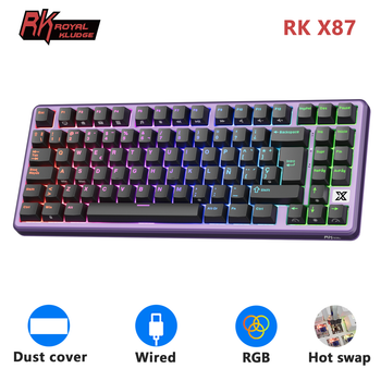 Teclado Mecánico RK Royal Kludge X87 con Distribución en Inglés, 80% 86 Teclas, Keycaps PBT, Retroiluminación RGB, Interruptores Intercambiables en Caliente, Personalizable para Gamers