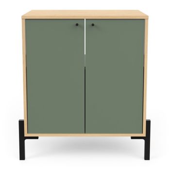 Mueble bajo lavabo 2 puertas l69,2 cm - roble y verde