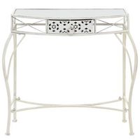 mesa auxiliar  mesita auxiliar  mesa de cafe estilo frances metal 82x39x76 cm blanca