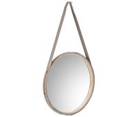 espejo de madera y cuerda de polipiel  marron d39x25h cm