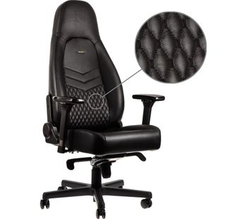 ICON Leather Gaming Chair - Black, Black