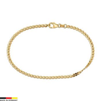 Pulsera de eslabones tipo curb de oro amarillo de 9 quilates, 2,6 mm de ancho
