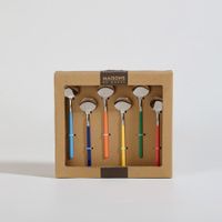 set de 6 cucharas de acero inoxidable multicolor