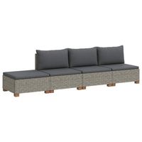 4 uds conjunto de lounge de ratan con cojines gendt gris kubu vidaxl