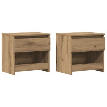 Mesitas Noche 2 Uds Madera Ingeniería Roble Artisian 40x30x39cm Vidaxl
