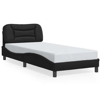 Estructura De Cama Sin Colchón Hvar Cuero Sintético Negro 90x190 Cm Vidaxl