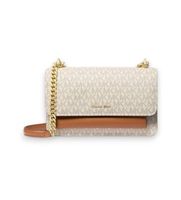 michael kors para mujer 30r5gc7l3b bolso de hombro claire grande con logotipo beige osfa casual lona