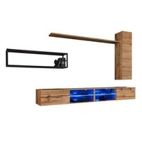 conjunto de muebles de salon estilo industrial switch m4 color roble