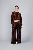 pantalones palazzo de terciopelo dark brown
