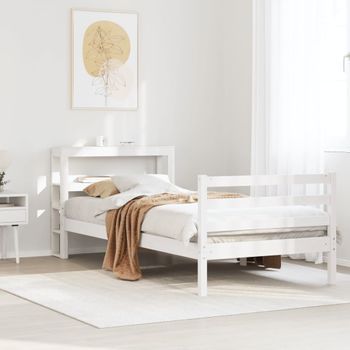 Cama Individual | Cama De Adulto | Estructura De Cama Sin Colchón Madera Maciza Blanca 75x190 Cm Cfw339687