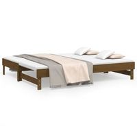 sofa cama extraible madera maciza de pino marron 2x100x200 cm