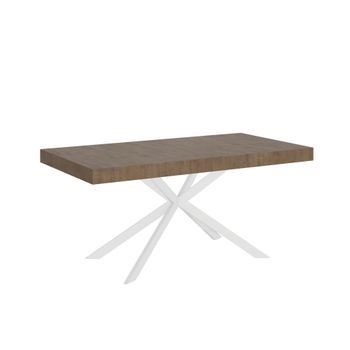 Mesa Extensible 90x160/420 Cm Plaker Nogal Patas Blanca