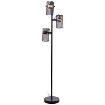 Lámpara de pie de metal negro con 3 focos 32x32x161h cm