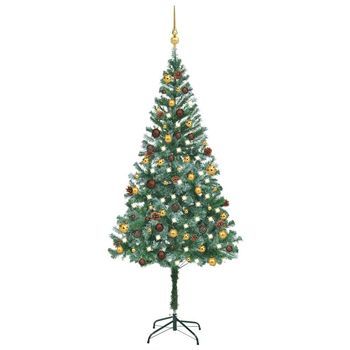 Árbol De Navidad Helado Con Luces, Bolas Y Piñas 180 Cm Vidaxl