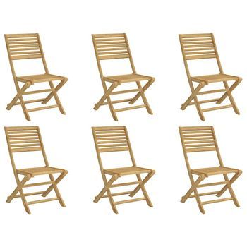 Pack 6 Uds Sillas De Jardín | Silla De Exterior | Sillón Plegables Madera Acacia 48,5x61,5x87 Cm