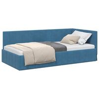 cama individual  cama para adulto  estructura de cama en esquina azul 90 cm x 200 cm terciopelo