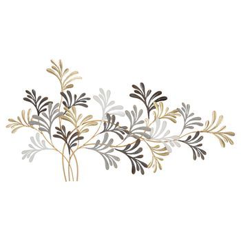 Panel Decorativo Hojas 3d De Metal Multicolor 130,8x7,6x70,5 Cm