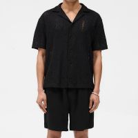 represent all over cotton-crochet open-knit shirt - xl