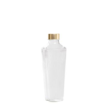 Botella estriada en vidrio de borosilicato transparente zafferano