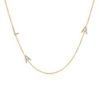 14 quilates cadena de oro con 3 letras engastadas con diamantes