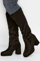 limited collection botas altas plataforma de antelina negra en ancho especial
