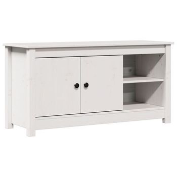 Mueble Para Tv De Madera Maciza De Pino Blanco 103x36,5x52 Cm