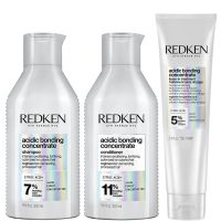 redken acidic bonding concentrate shampoo conditioner and leave-in treatment bond repair bundle