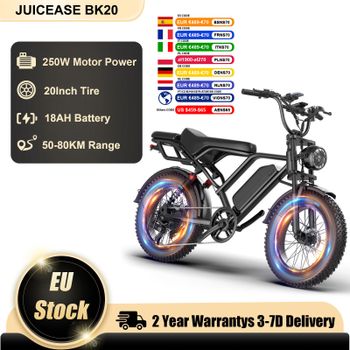 Bicicleta Eléctrica JUICEASE BK20 2026, Motor Potente, Alta Velocidad, Bicicleta Eléctrica de Montaña para Adultos, Alcance Ultra Largo de 50-80 KM, Neumático de 20 Pulgadas, Bicicleta Eléctrica