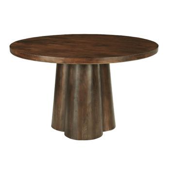 Figari-mesa De Comedor Redonda Para 4 Personas D.130 Mango Teñido Nogal