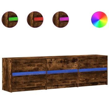 Mueble De Tv Led Madera Ingeniería Roble Ahumado 180x34x50 Cm Vidaxl