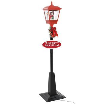 Farola De Navidad Con Papá Noel Y Led 180 Cm Vidaxl