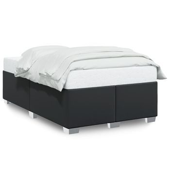 Cama De Matrimonio | Cama De Adulto | Estructura De Cama Sin Colchón Cuero Sintético Negro 120x190 Cm