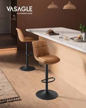 2 taburetes de bar giratorios con respaldo color marrón caramelo