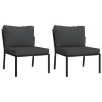 pack 2 uds sillas de jardin  silla de exterior  sillon acero con cojines gris 60x74x79 cm