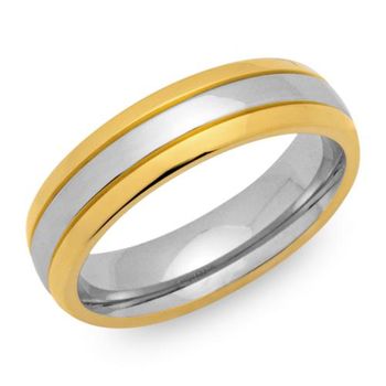 Anillo moderno de acero inoxidable chapado en oro