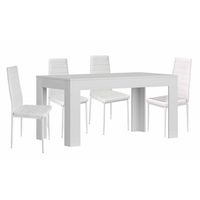 mesa extensible de comedor o cocina blanco  4 sillas en polipielmetal blanco