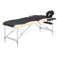 rogal camilla de masaje plegable 2 zonas aluminio negro y beige rogal