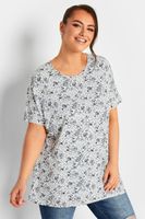 yours top manga corta de flores azules mujer curvy y tallas grandes yours