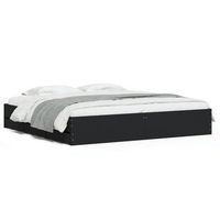 cama matrimonial  cama para adultos  estructura cama con cajones madera ingenieria negra 160x200 cm