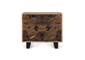 Cómoda de madera de acacia y patas de metal