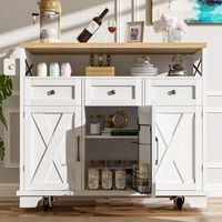 isla de cocina - blanca - mdf y metal - 118x43x98 cm - ruedas