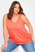 yours camiseta coral sin mangas efecto lino mujer curvy y tallas grandes yours