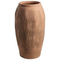 jarron para flores para exterior e interior de mezcla de arcilla y fibras forma redonda marron claro trikala
