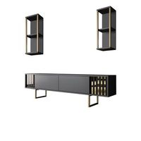 soporte de tv de madera gold line - 180 x 30 x 48 cm - antracitanegro